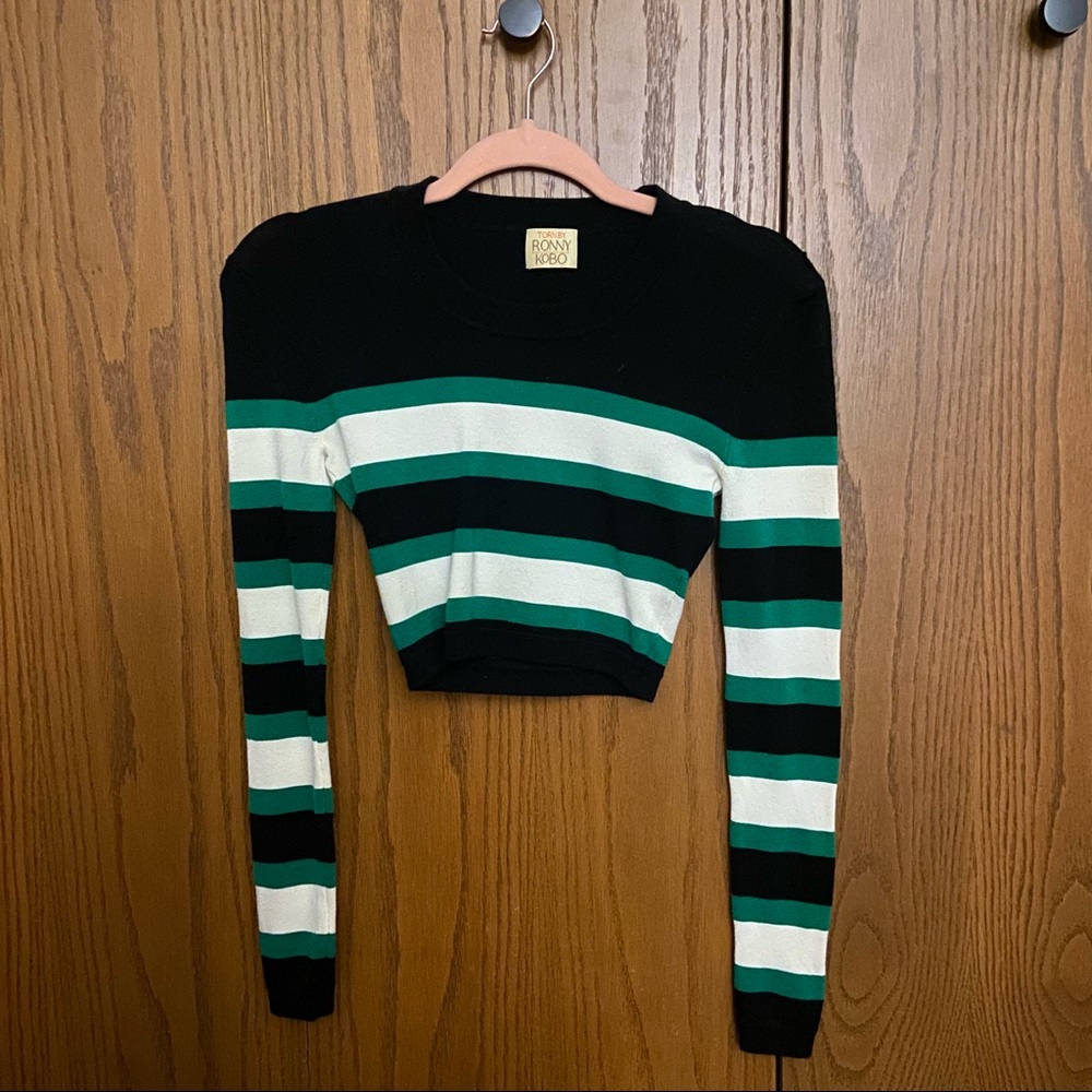 Torn By Ronny Kobo Striped Crop Top